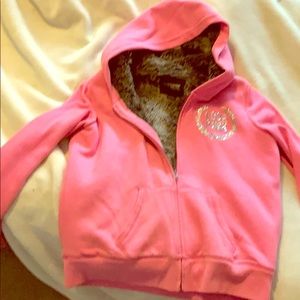 Pink hoodie fur brown inside color